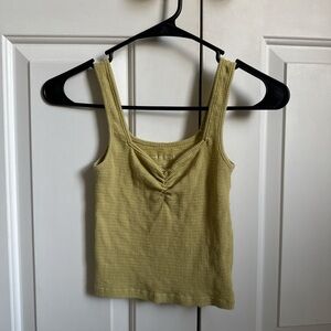 American Eagle Outfitters Yellow Ruched Sleeveless Tank Top